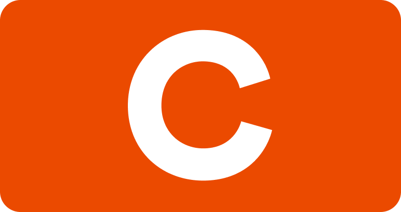 White letter C logo on orange background