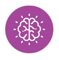 Brain icon on purple background