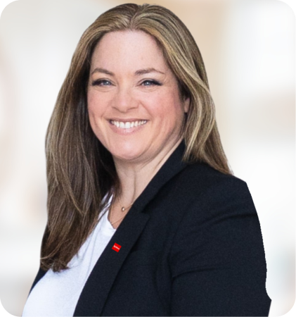 Portrait of a smiling woman in a black blazer